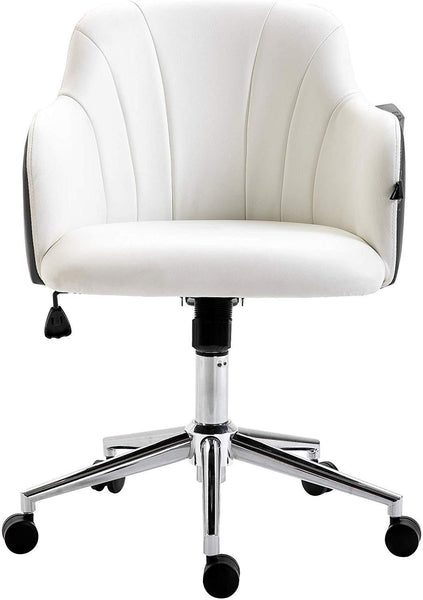 White leather swivel clearance desk chair