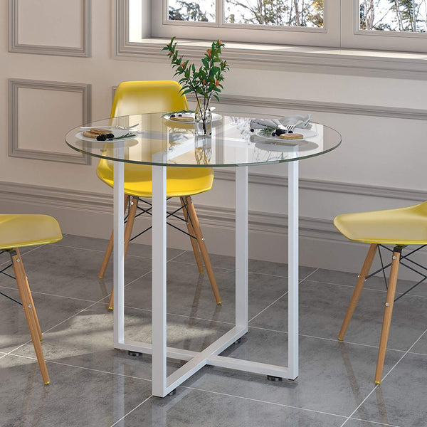 Dining table steel shop and glass