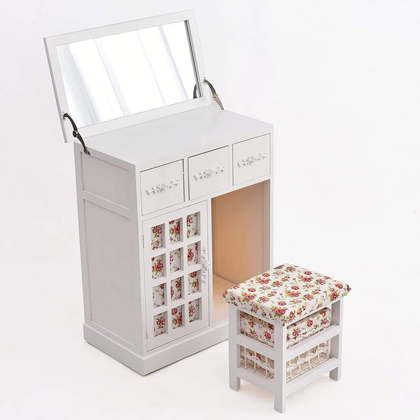 Dressing table on sale with folding mirror