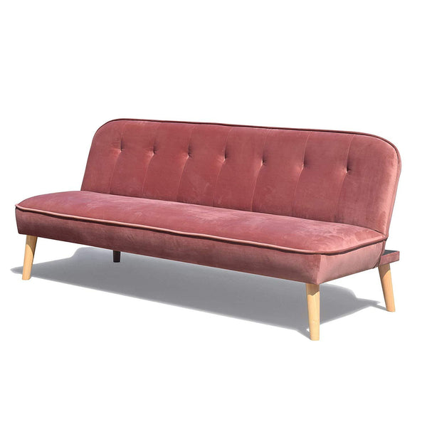 BETTI 3 Seater Click Clack Sofa Bed Dusty Rose Pink Velvet