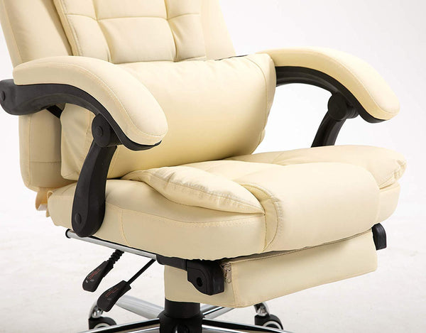 Executive Reclining Computer Desk Chair with Footrest, Headrest and Lu