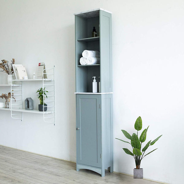Tallboy Free Standing Bathroom Cabinet Tall Storage Unit Cupboard Grey