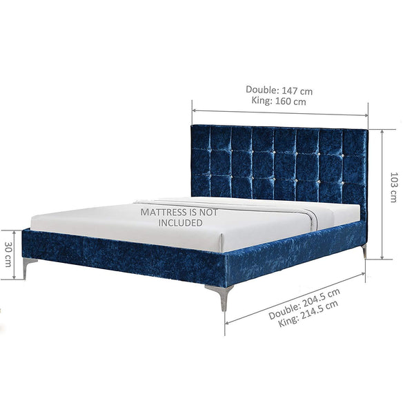 Blue tufted king bed discount