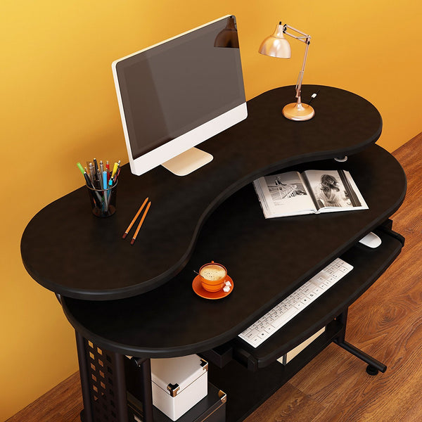 Expandable L Shape Computer Desk Computer Workstation Corner Desk Black