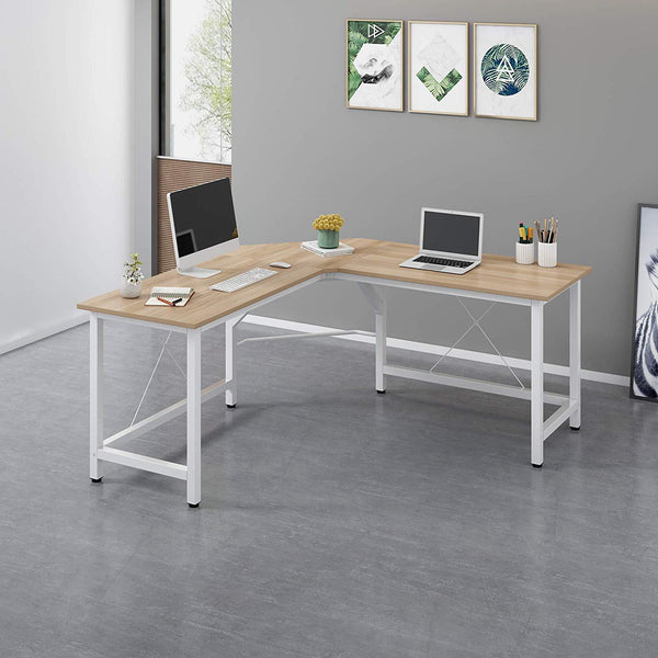 Large white sales corner desk