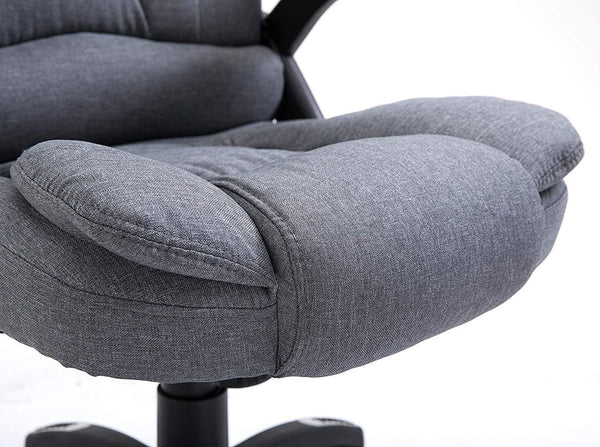 Executive Recline Extra Padded Office Chair Massage Grey Fabric