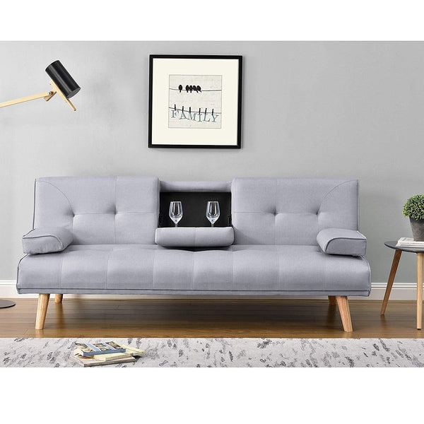 White futon with shop cup holder