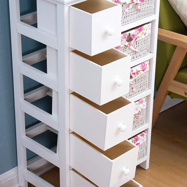 White chest of drawers clearance with wicker baskets