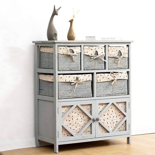 Sideboard with clearance wicker baskets