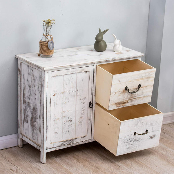 Distressed white on sale wood cabinet