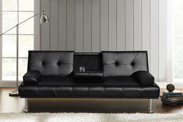 Black sofa with cup on sale holders