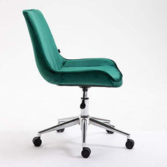 Cherry Tree Furniture Cala Vintage Pine Green Colour Velvet Desk Chair Swivel Chair with Chrome Feet