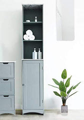 Tallboy Free Standing Bathroom Cabinet Tall Storage Unit Cupboard (Grey)