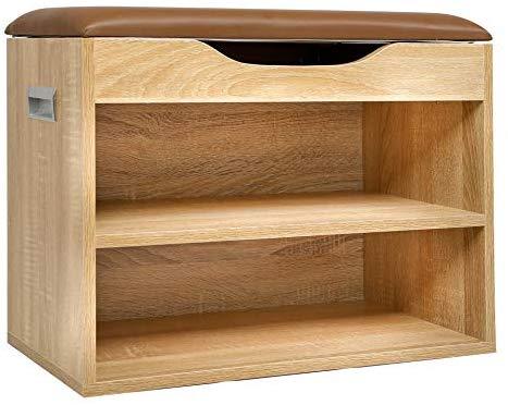 Cherry Tree Furniture 2-Level Shoe Rack Bench Storage 60 x 30 x 45 cm Oak Colour 