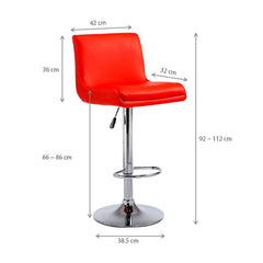 Faux Leather Medium Back Chrome Base Swivel Bar Stool MB-206 in Pair, Red
