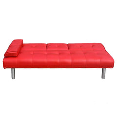 ACRUX 3-Seater Sofa Bed with Cup Holders & Cushions, Red PU