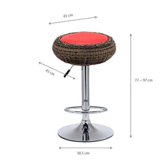 SET OF 2 Rattan Wicker Red PU Leather High Bar Stools Kitchen Stools MB213