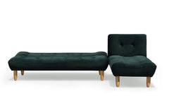 2+1 Modular Sofa Bed Settee with Chaise Lounge, L-shaped 3-Seater Corner Sofa Bed (Dark Green Velvet)