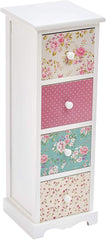 Cherry Tree Furniture CANTERBURY 4-Drawer Shabby Chic Cabinet, Rose & Polka Dot Pattern 4-Drawer Cabinet