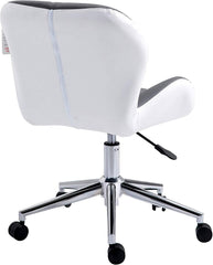 Cherry Tree Furniture Faux Leather Chrome Base Tufted Swivel Office Chair Desk Chair, Grey & White Grey & White