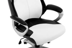 Extra Padded PU Leather Executive Swivel Office Chair with Padded Headrest, White