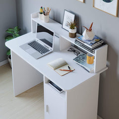 Cherry Tree Furniture Computer Desk, Computer Workstation with Cupboard and Shelf LD-956A White