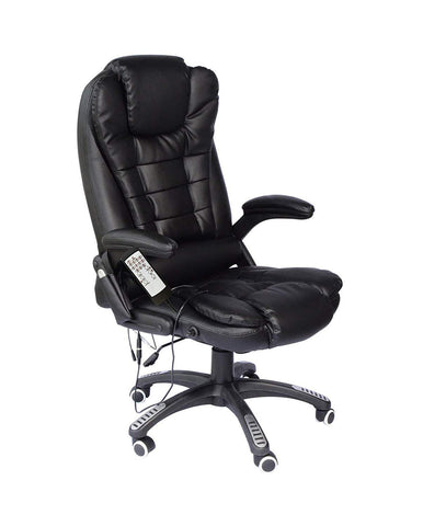 Executive Recline Padded Swivel Office Chair with Vibrating Massage Function, Black