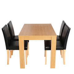 5-Piece Dining Room Set 4-Seater Dining Table with 4 Chairs - Beech Finish