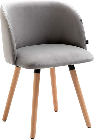 Cherry Tree Furniture Grey Velvet Fabric Chair with Solid Wood Legs