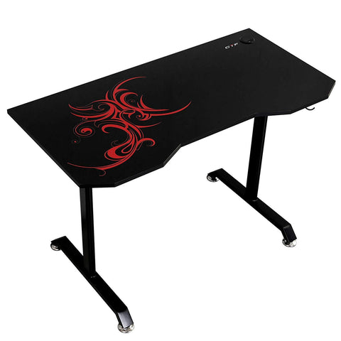 CTF Black & Red Gaming Table Computer Desk with Cable Port & Headphone Hanger