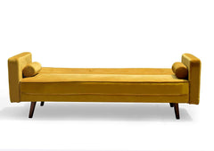 NORA 3-Seater Fabric Sofa Bed Sleeper Sofa with Cushions, Mustard Yellow Velvet