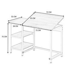 Computer Desk / Drafting Table with Shelves, White