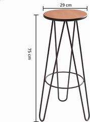 Cherry Tree Furniture Korla 2 x Bar Stool, Kitchen Breakfast Bar Set, Solid Wood Veneer & Hairpin Legs