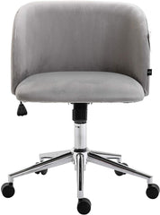 Cherry Tree Furniture Grey Velvet Fabric Desk Chair Swivel Chair with Chrome Feet