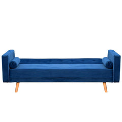 NORA 3-Seater Fabric Sofa Bed Sleeper Sofa with Cushions, Navy Blue Velvet