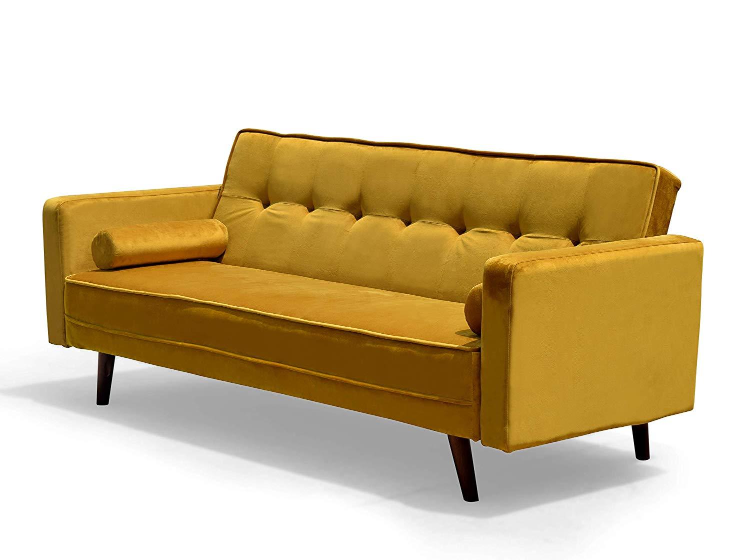 Yellow velvet sleeper deals sofa