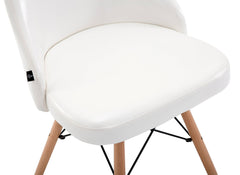 CTF Retro Modern PU Leather Padded Dining Chair Pair with Solid Legs, White