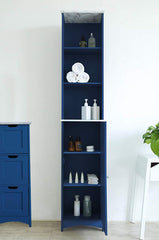 Tallboy Free Standing Bathroom Cabinet Tall Storage Unit Cupboard (Blue)
