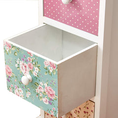 Cherry Tree Furniture CANTERBURY 4-Drawer Shabby Chic Cabinet, Rose & Polka Dot Pattern 4-Drawer Cabinet
