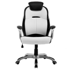 Extra Padded PU Leather Executive Swivel Office Chair with Padded Headrest, White