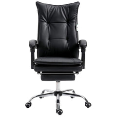 Executive Double Layer Padding Recline Desk Chair Office Chair with Footrest, Black PU