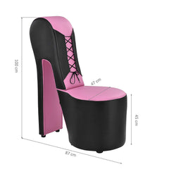 STILETTO PU Leather Armchair Cocktail Accent Chair with Lace Details, Pink & Black