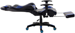 Cherry Tree Furniture High Back Gaming Recliner Computer Chair with Adjustable Armrests, Headrest & Lumbar Cushion and Extendable Footrest Blue
