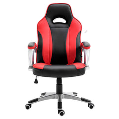 High Back Racing Sport Gaming Style Computer Office Desk PU Leather Swivel Chair in Contrasting Colours, Black & Red