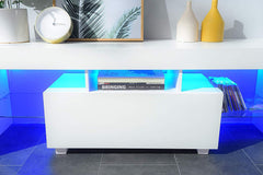 Cherry Tree Furniture MELDAL LED High Gloss TV Stand, TV Unit Cabinet for TV Size up to 51" White, 130 cm