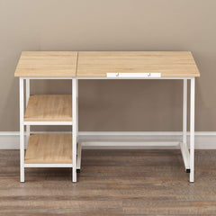 Computer Desk / Drafting Table with Shelves, Natural