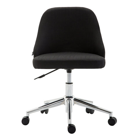 Brushed Fabric Medium Back Computer Desk Office Swivel Chair with Chrome Base, Black