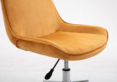 Cherry Tree Furniture Cala Mustard Yellow Colour Velvet Fabric Desk Chair Swivel Chair with Chrome Base