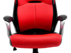Extra Padded PU Leather Executive Swivel Office Chair with Padded Headrest, Red