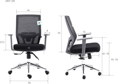 Cherry Tree Furniture Dark Grey Mesh Back Chrome Base Ergonomic Office Chair Swivel Desk Chair with Synchro-Tilt & Lumbar Support